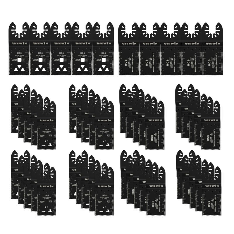 USEWIN 50 PCS Oscillating Tool Blade, Universal Multitool Blades Oscillating Saw Blades Quick Release Multi Tool Blades Kits for Wood and Plastic Cutting - Image 1
